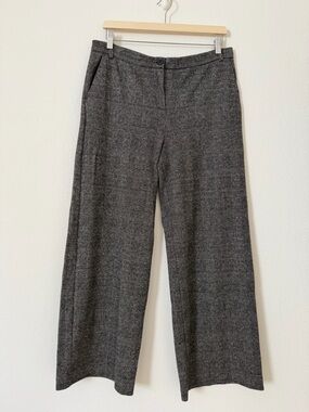 Max Mara Brushed Wide Leg Pants Trousers High Rise Plaid Size 12 Office Academia
